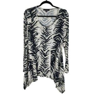 Karen Kane Animal Print Super Soft Flowy Long Sleeve Round Neck Size Large